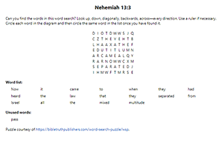 Nehemiah 13:3 Word Search Puzzle