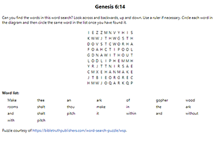 Genesis 6:14 Word Search Puzzle