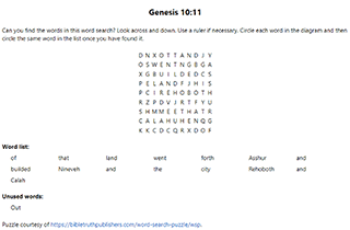 Genesis 10:11 Word Search Puzzle