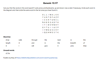 Genesis 13:17 Word Search Puzzle