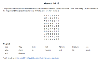 Genesis 14:12 Word Search Puzzle