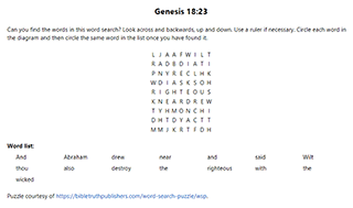 Genesis 18:23 Word Search Puzzle