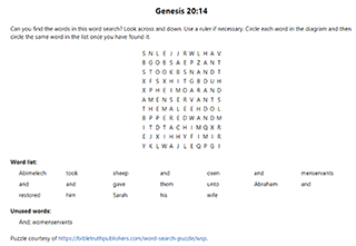 Genesis 20:14 Word Search Puzzle