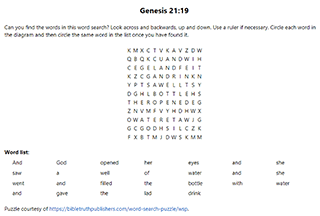 Genesis 21:19 Word Search Puzzle