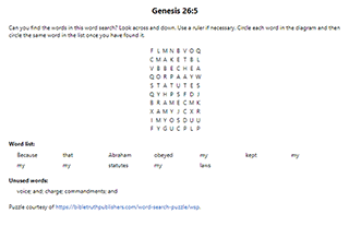 Genesis 26:5 Word Search Puzzle