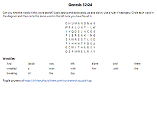 Genesis 32:24 Word Search Puzzle