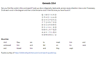 Genesis 33:4 Word Search Puzzle