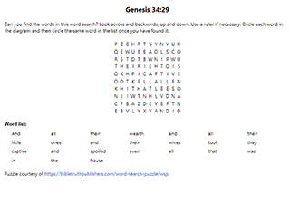 Genesis 34:29 Word Search Puzzle