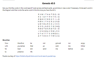 Genesis 45:5 Word Search Puzzle