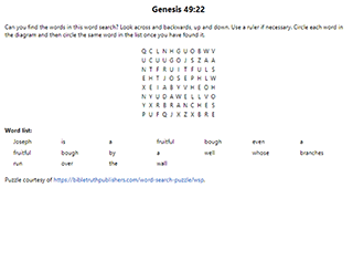 Genesis 49:22 Word Search Puzzle