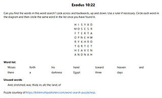 Exodus 10:22 Word Search Puzzle