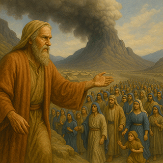 Moses bringing the people out of the camp