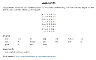 Leviticus 1:16 Word Search Puzzle