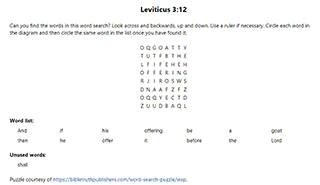 Leviticus 3:12 Word Search Puzzle