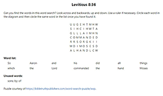 Leviticus 8:36 Word Search Puzzle