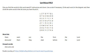 Leviticus 10:2 Word Search Puzzle