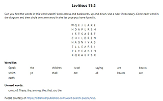 Leviticus 11:2 Word Search Puzzle