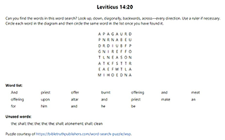 Leviticus 14:20 Word Search Puzzle