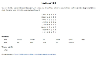 Leviticus 15:9 Word Search Puzzle