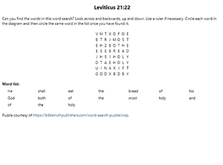 Leviticus 21:22 Word Search Puzzle