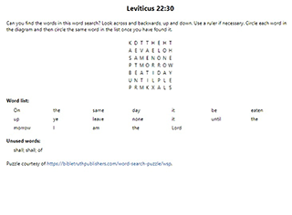 Leviticus 22:30 Word Search Puzzle