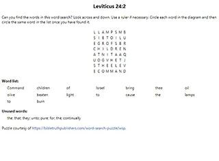 Leviticus 24:2 Word Search Puzzle