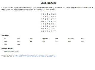 Leviticus 25:17 Word Search Puzzle