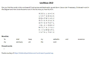 Leviticus 26:2 Word Search Puzzle
