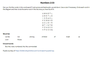 Numbers 2:33 Word Search Puzzle