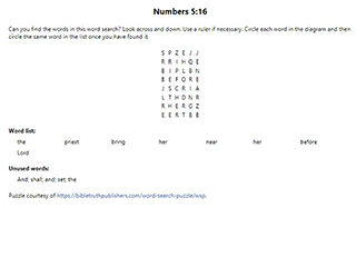 Numbers 5:16 Word Search Puzzle