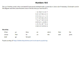 Numbers 10:5 Word Search Puzzle