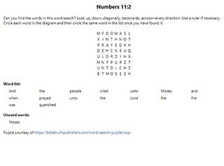 Numbers 11:2 Word Search Puzzle