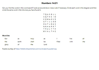 Numbers 14:21 Word Search Puzzle