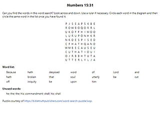 Numbers 15:31 Word Search Puzzle