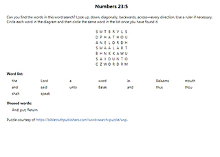 Numbers 23:5 Word Search Puzzle