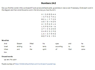 Numbers 24:2 Word Search Puzzle