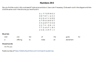 Numbers 29:5 Word Search Puzzle