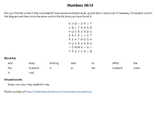 Numbers 30:13 Word Search Puzzle