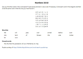 Numbers 32:32 Word Search Puzzle