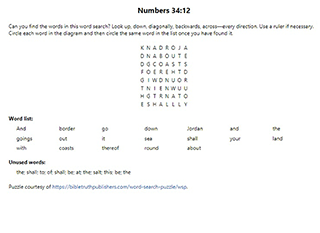 Numbers 34:12 Word Search Puzzle