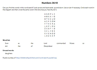 Numbers 36:10 Word Search Puzzle