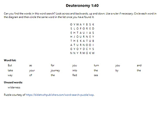 Deuteronomy 1:40 Word Search Puzzle