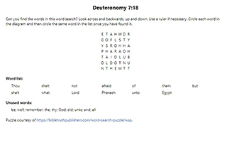 Deuteronomy 7:18 Word Search Puzzle