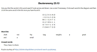 Deuteronomy 25:13 Word Search Puzzle