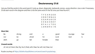 Deuteronomy 31:6 Word Search Puzzle