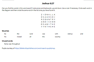 Joshua 6:27 Word Search Puzzle