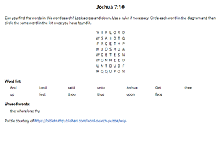 Joshua 7:10 Word Search Puzzle