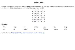 Joshua 12:9 Word Search Puzzle