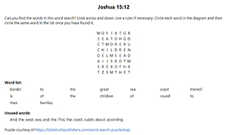 Joshua 15:12 Word Search Puzzle