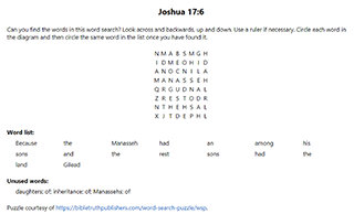 Joshua 17:6 Word Search Puzzle
